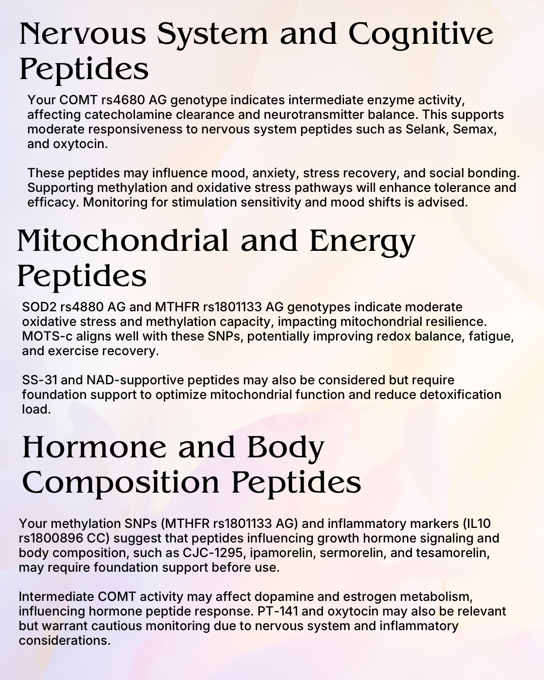 Genetic Peptide Compatibility Report