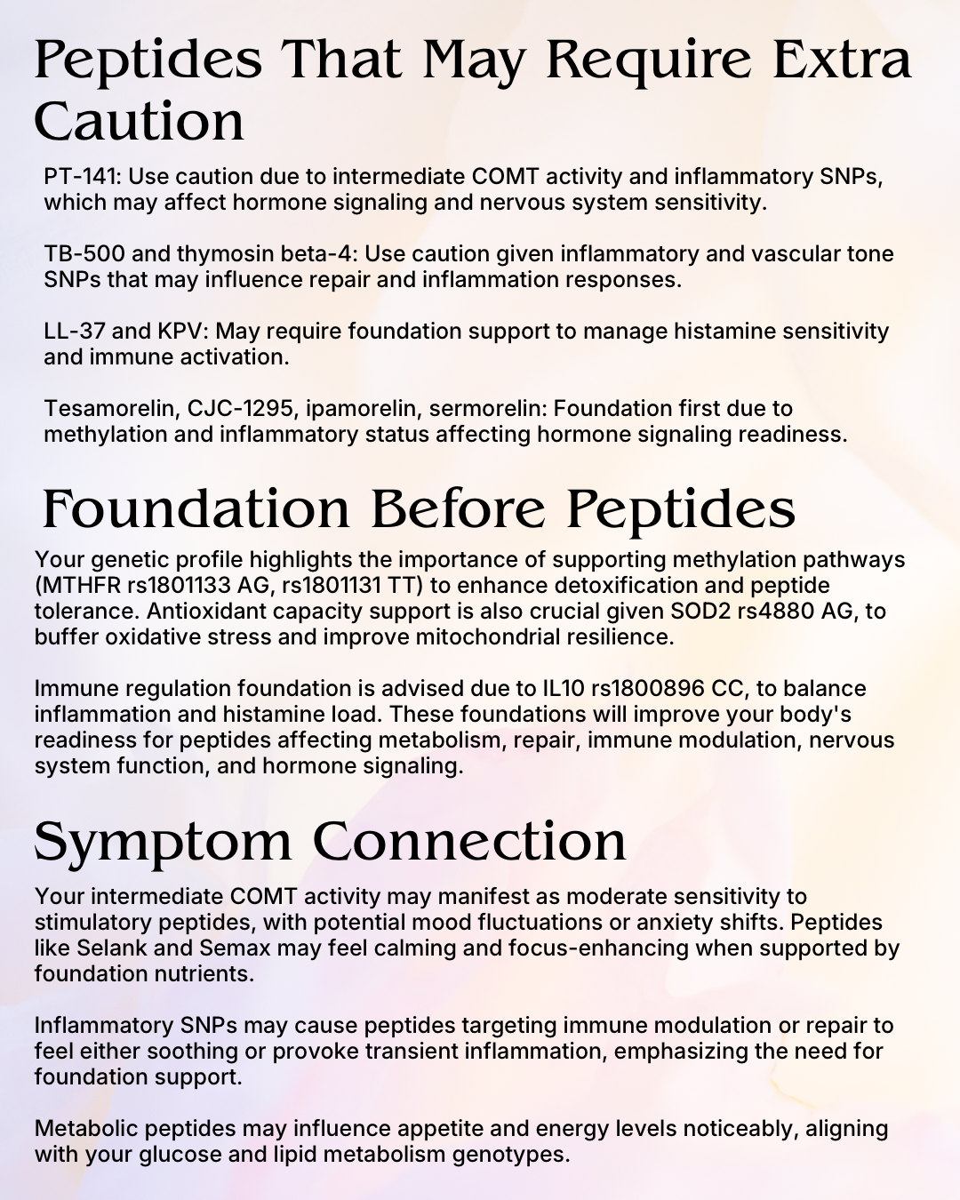 Genetic Peptide Compatibility Report