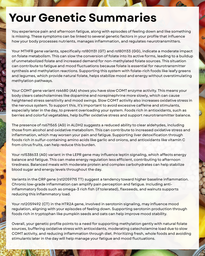 Diet Genetic Report