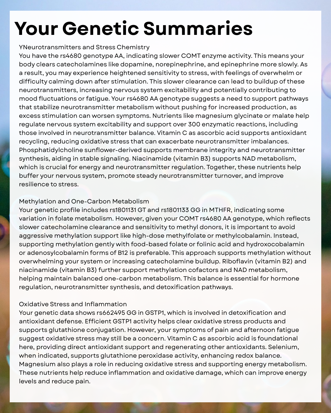 Personalized Children’s Genetic Report
