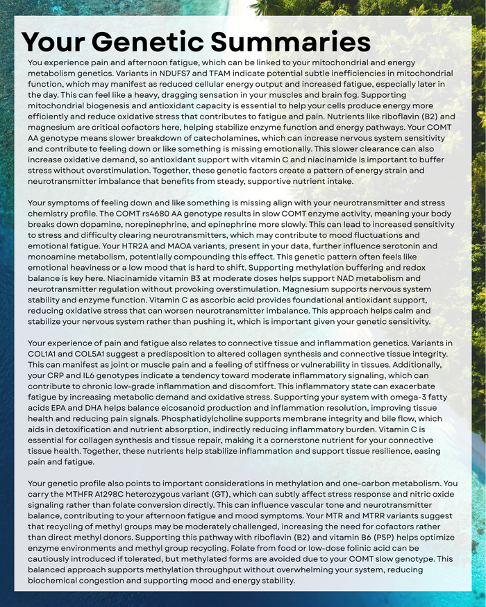Genetic Starter Report & Supplement Protocol
