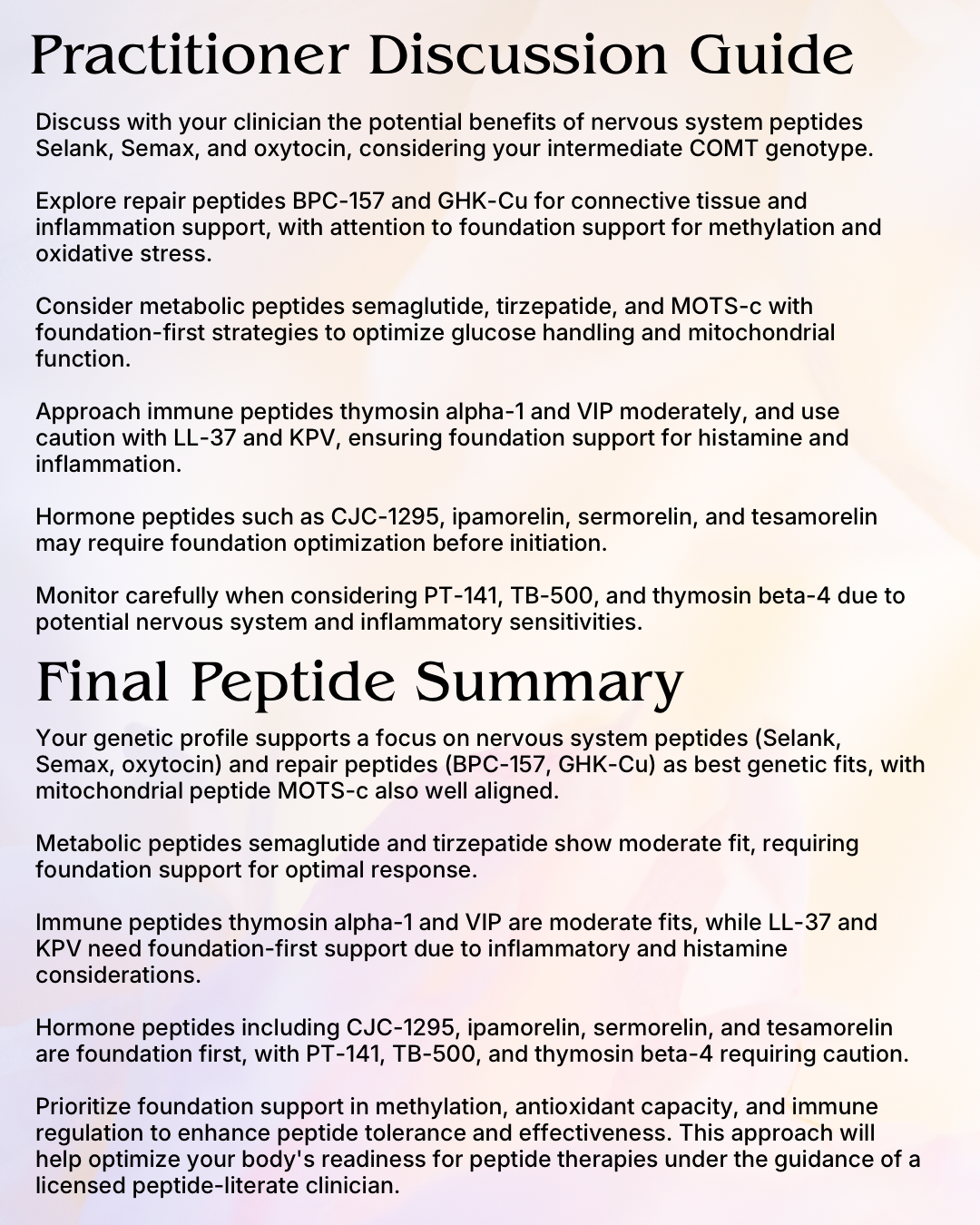 Genetic Peptide Compatibility Report