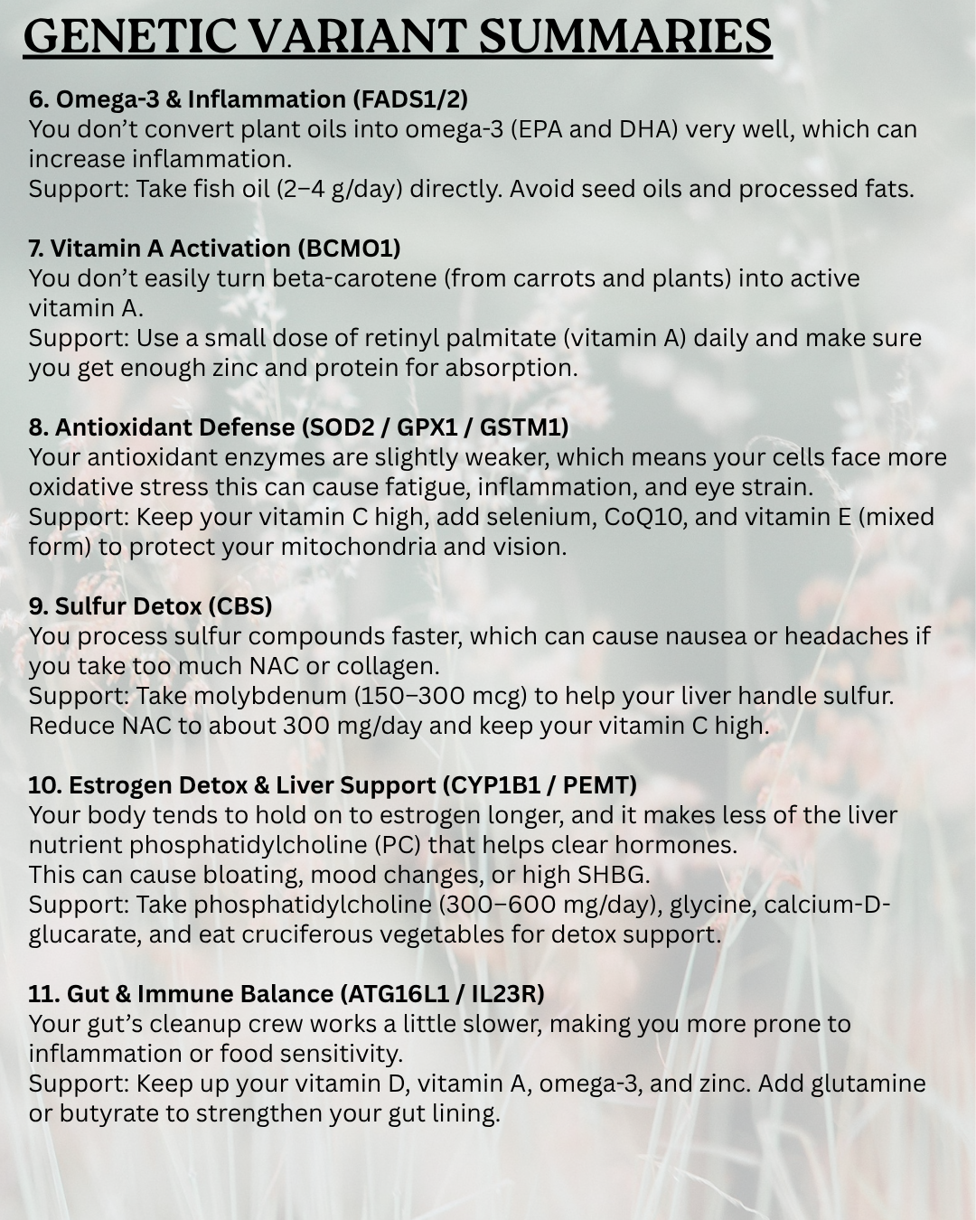 Genetic Report & Supplement Protocol - Without DNA Kit