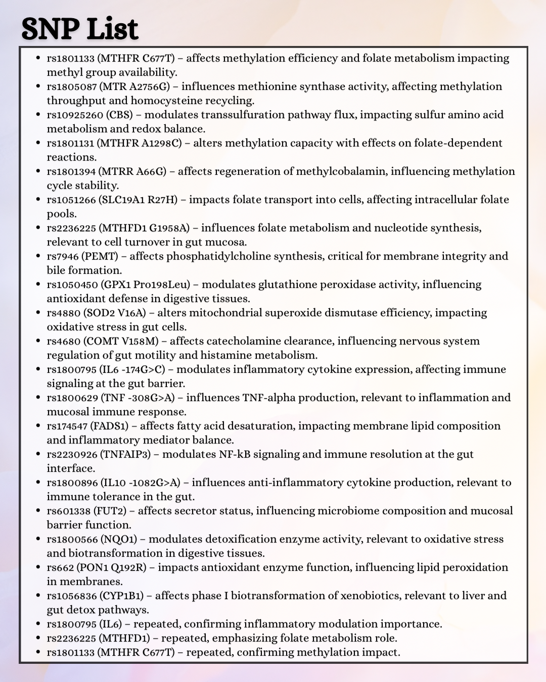 Digestive and Gut Function Genetic Report