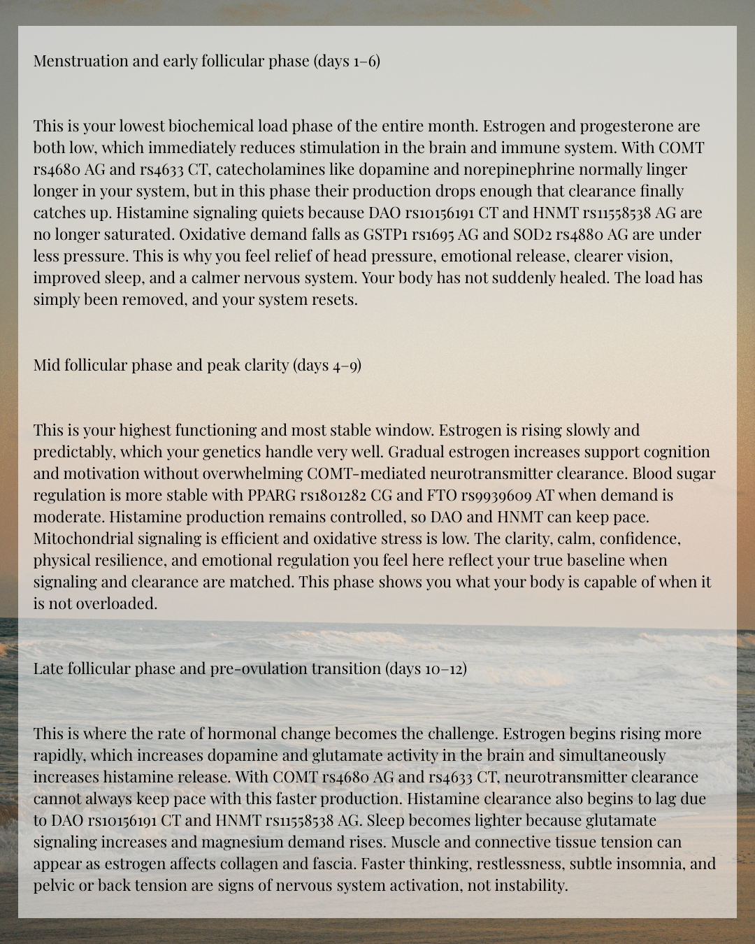 Menstrual Cycle Genetic Report