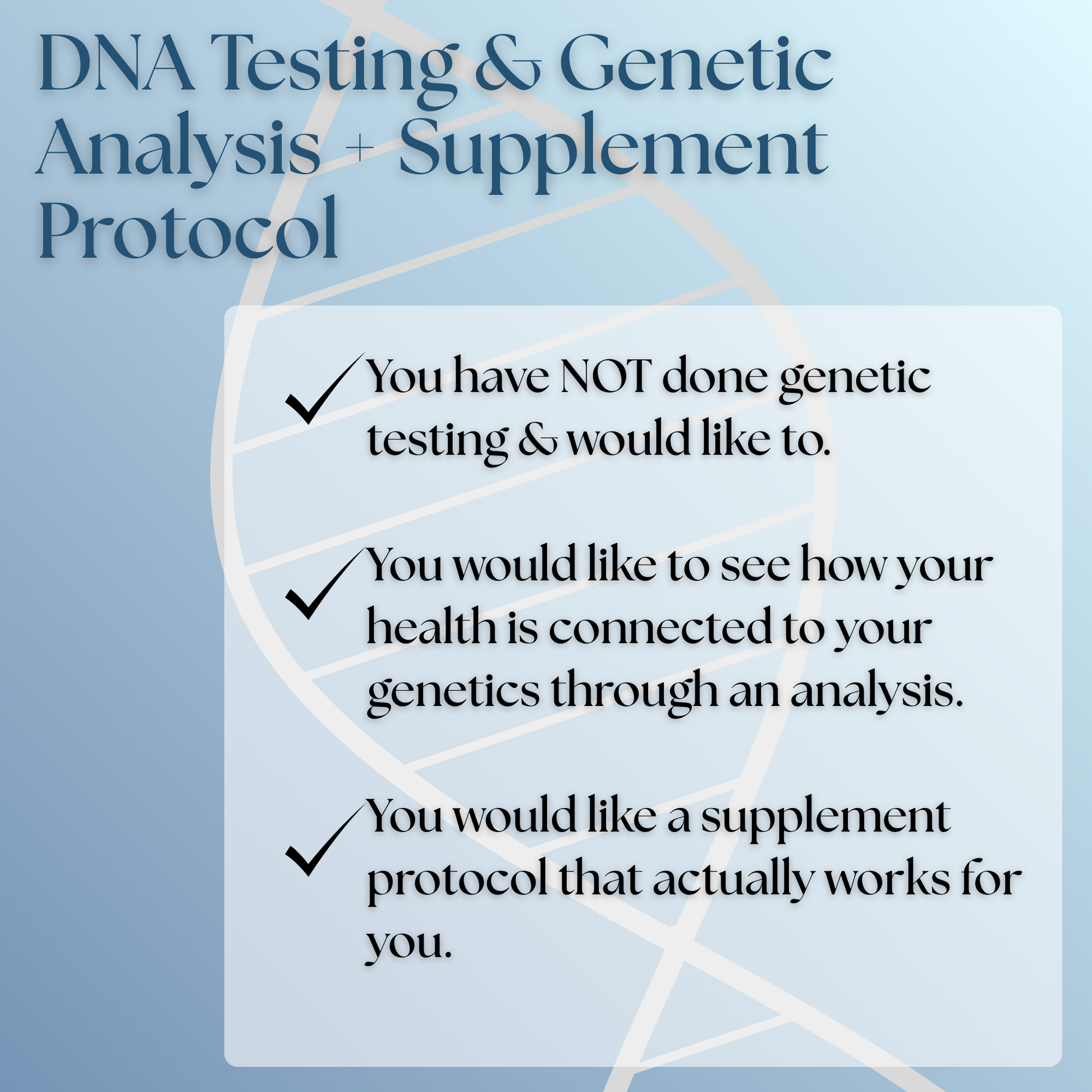 DNA Testing & Genetic Analysis + Supplement Protocol